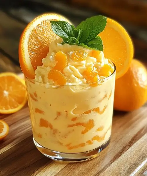 Creamy orange delight parfait with fresh orange segments