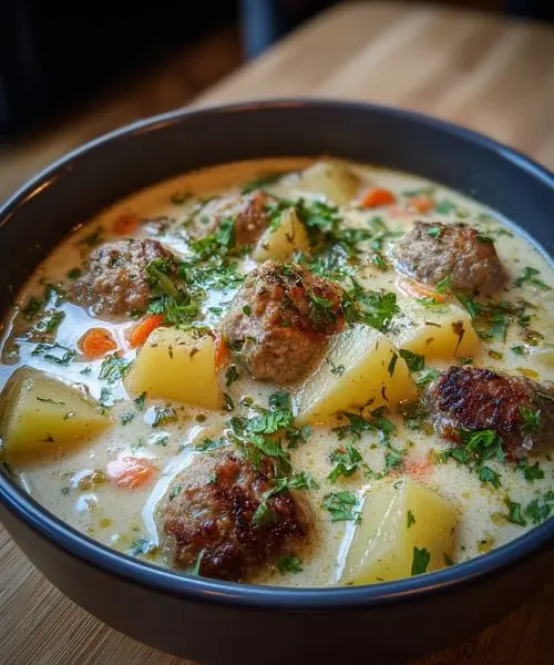 Creamy Meatball Potato Soup