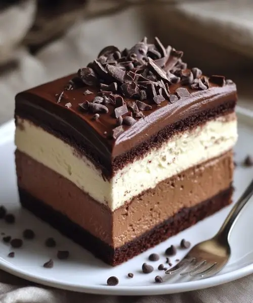 Triple Layer Chocolate Mousse Cake
