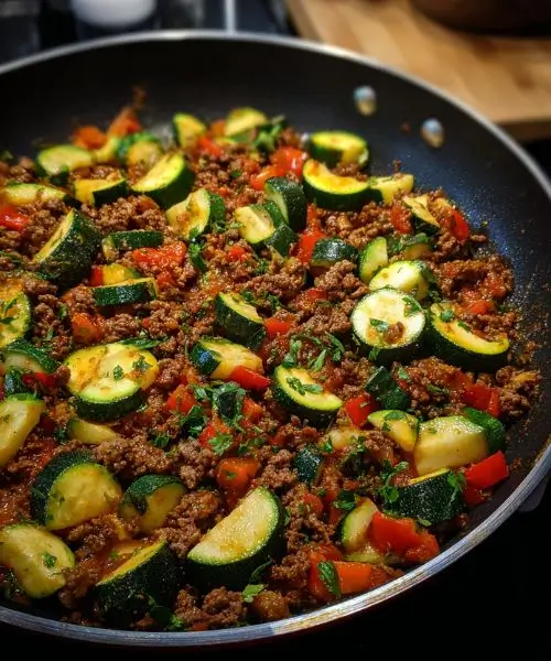 Ground Beef Zucchini Skillet