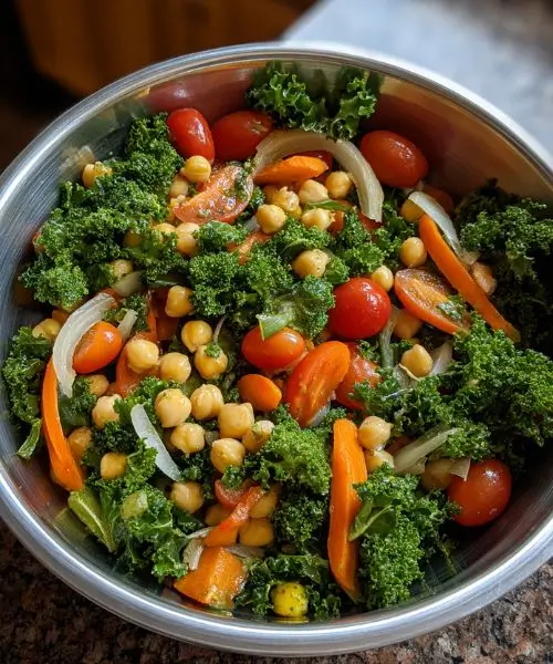 Chickpea Kale Veggie Salad