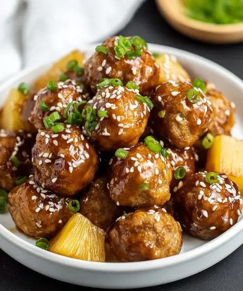 Crockpot Pineapple Teriyaki Meatballs