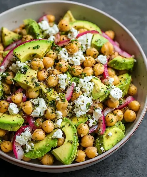 Easy Chickpea Feta Avocado Salad