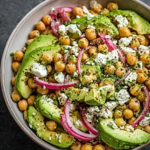 Easy Chickpea Feta and Avocado Salad 2