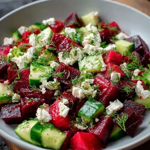 Fresh Beet with Feta and Cucumbers Dill Salad 2