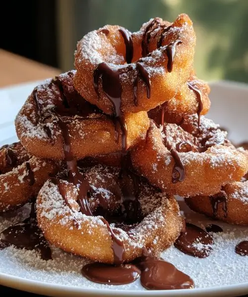 Fried cocoa swivels with chocolate