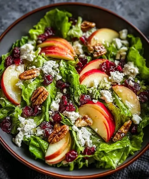 Honeycrisp Apple and Feta Salad with walnuts and dried cranberries