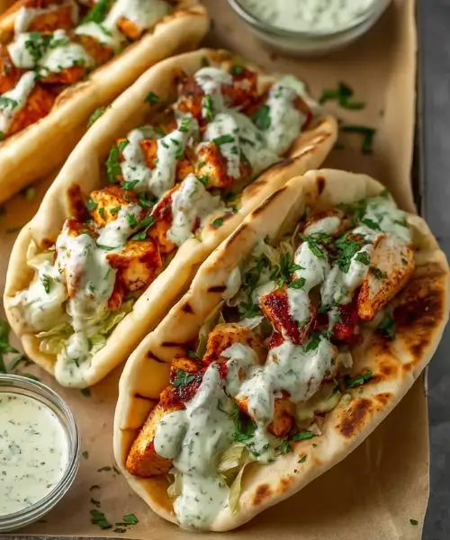 sheet pan chicken pitas with herby ranch and roasted vegetables