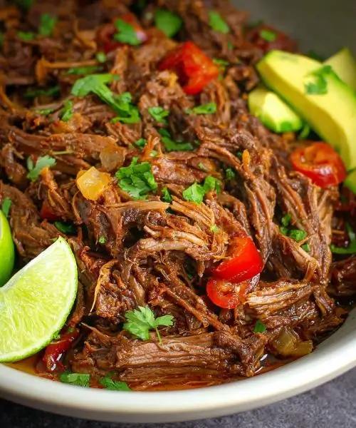 ShrimpAndBeef crock pot mexican shredded beef with onions and lime