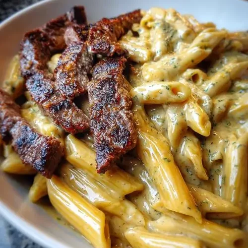 Steak Penne in Provolone Garlic Cream 2